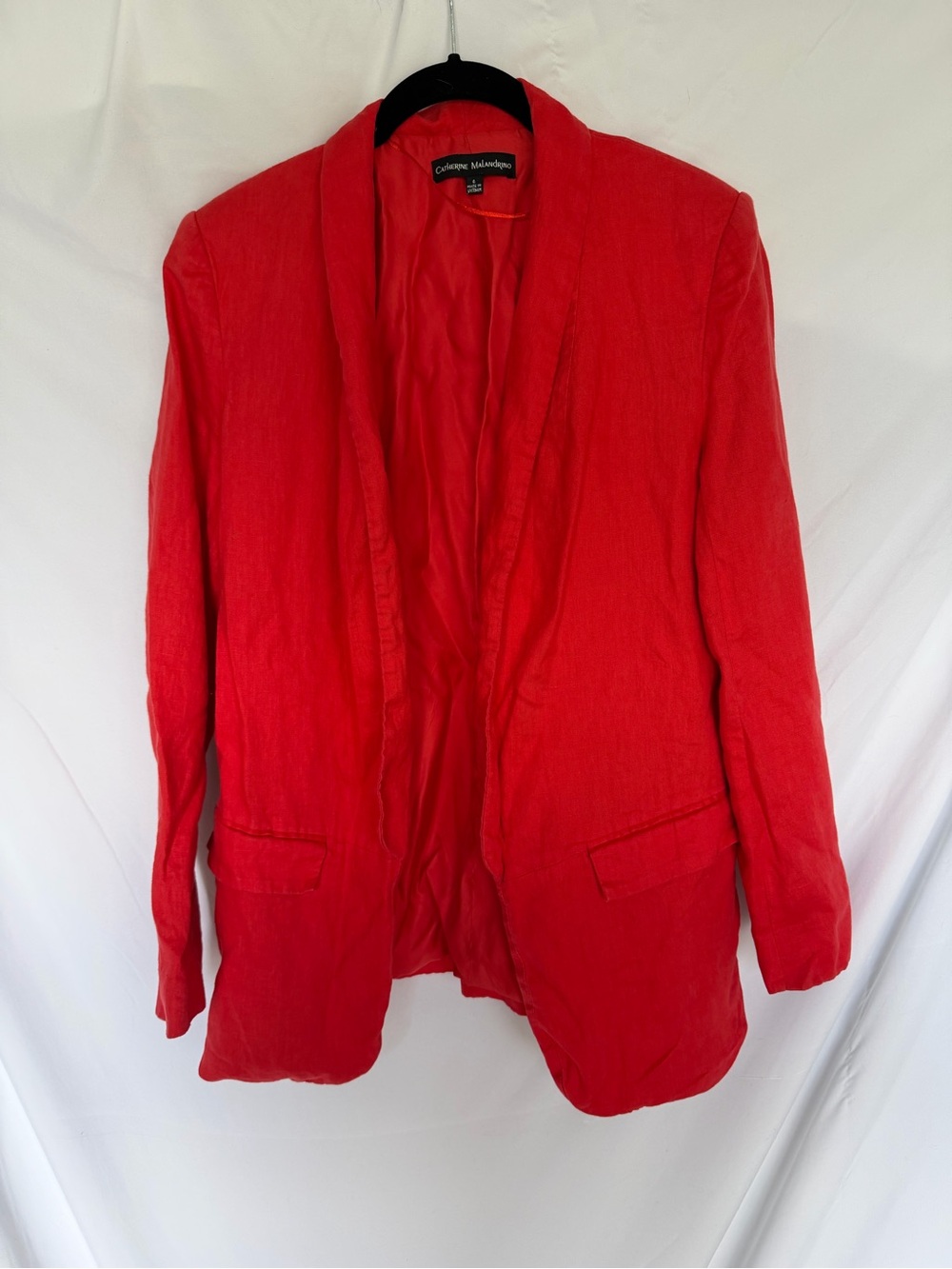 Catherine Malandrino Red Open-Front Blazer 100% Linen